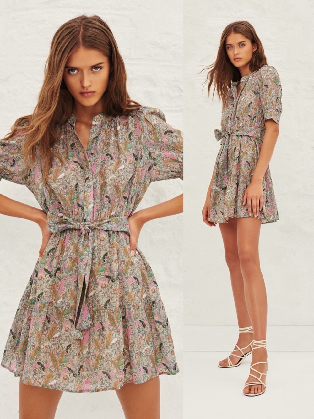 ba&sh • Jasmine Dress floral cotton puff sleeve ruffle mini